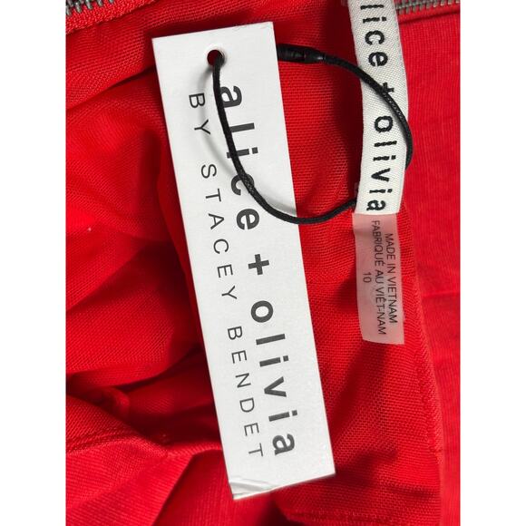 Alice + Olivia Dress Womens 10 Red Poppy Off Shoulder Sheath Cocktail Party - Picture 4 of 8